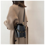 Retro Bag Female New Fashion Chain Bucket Bag Female Bag Simple Underarm Bag